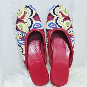 Women’s Turkish Leather Handmade Colorful Beaded Mule Sandals Sz 5.5🌴✌️